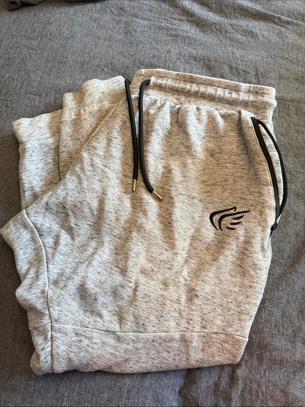 Heather Gray Active Jogger Pants with Black Logo cropped